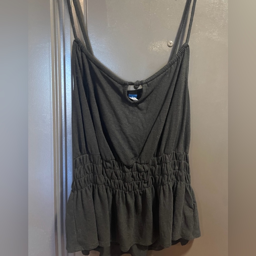 Flowy Peplum Tank Top with Smocked Waist & Adjustable Keyhole and Straps